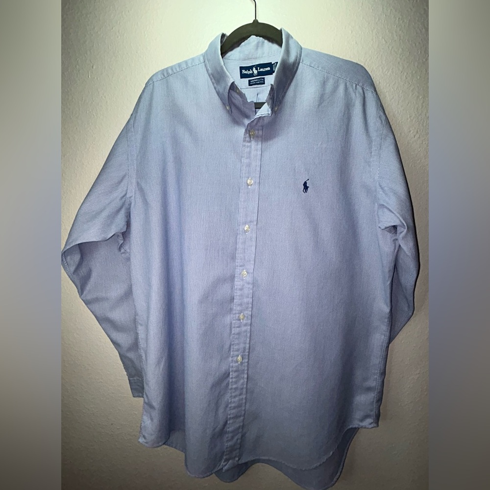 Polo Ralph Lauren Yarmouth Men’s Navy Striped Button Down Shirt-Size 16 ½ - 34
